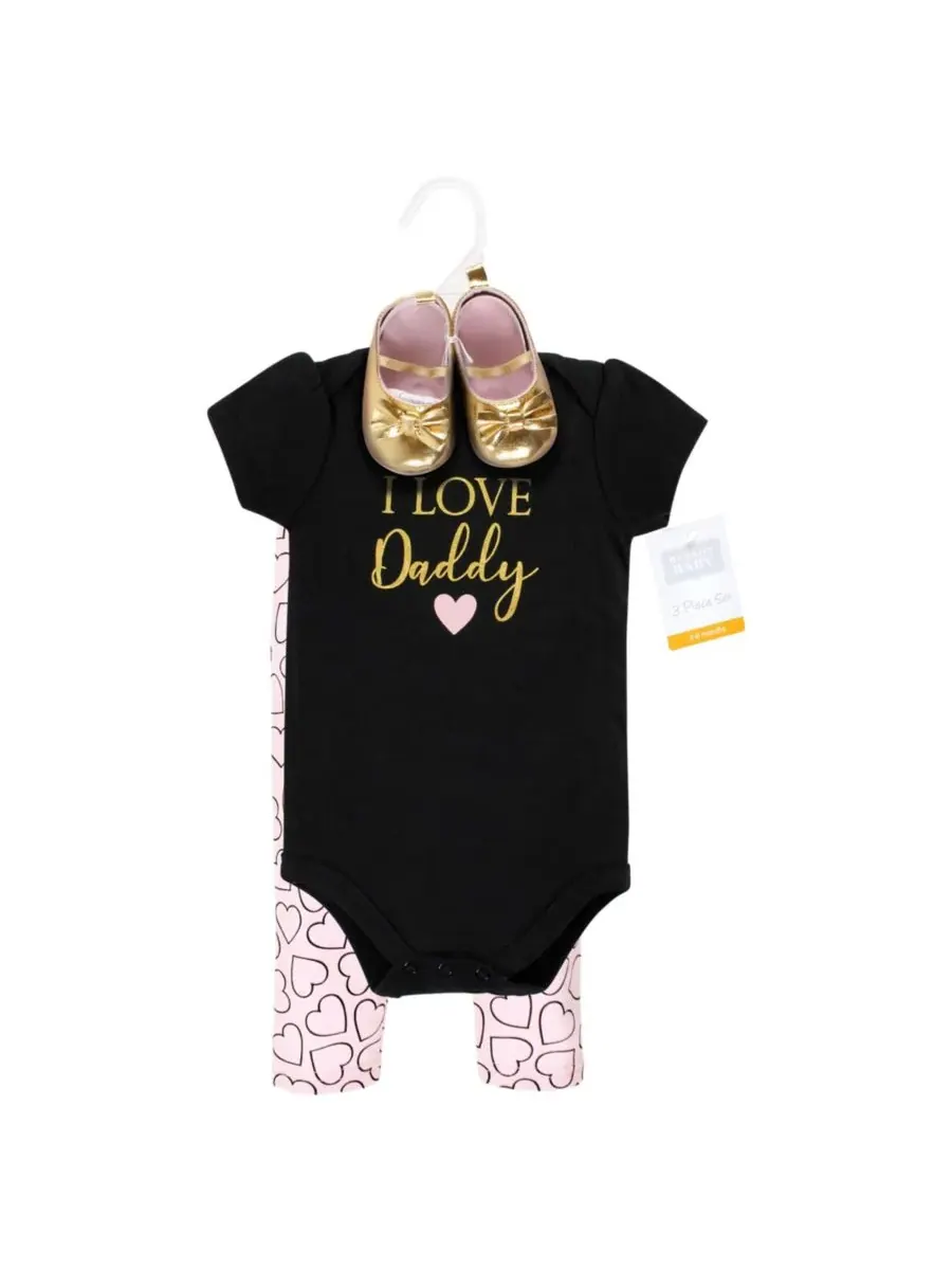 Хлопковый боди, брюки и комплект обуви Hudson Baby, Girl Daddy — изображение 2 из 5