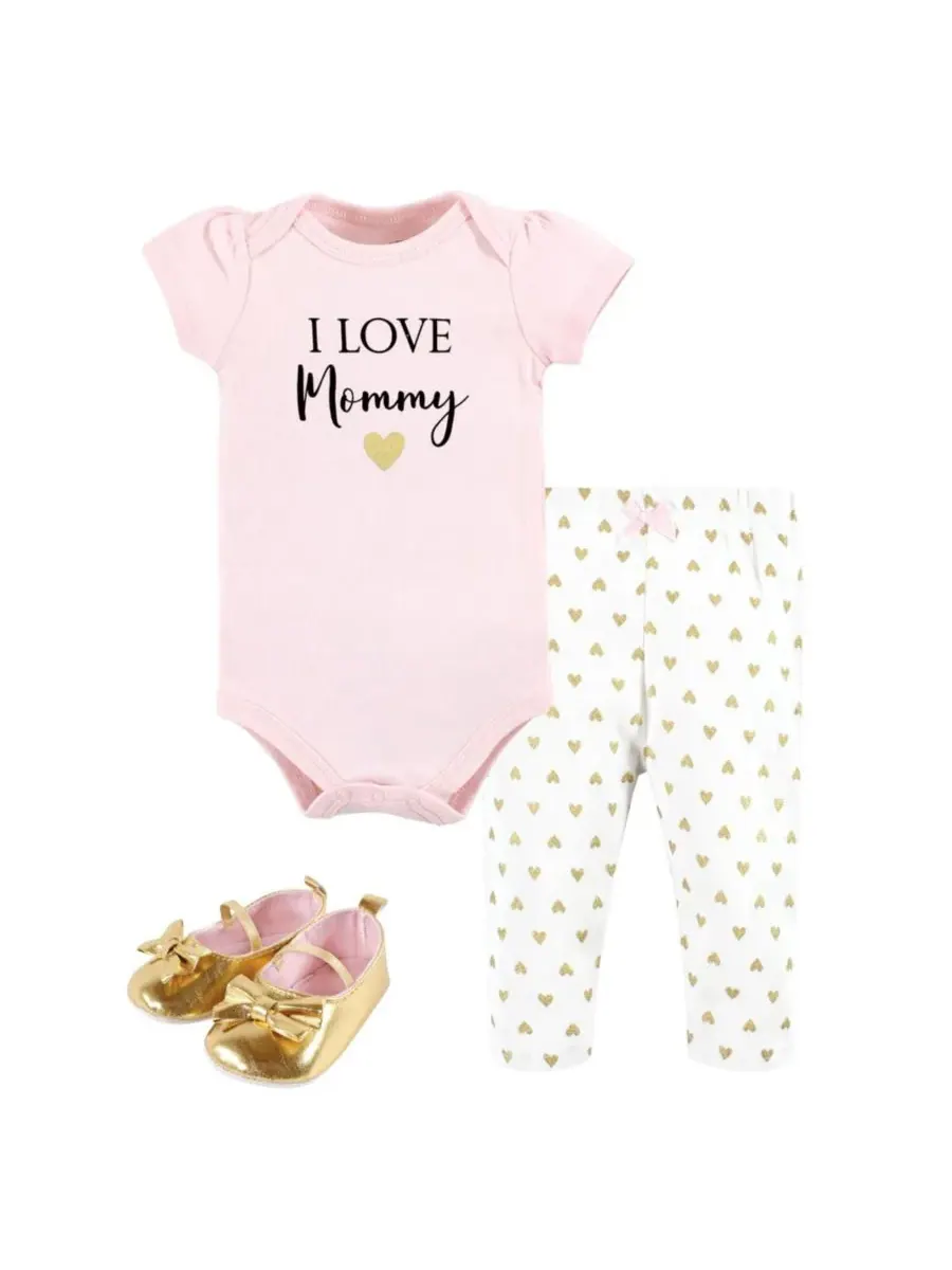 Хлопковый боди, брюки и комплект обуви Hudson Baby, Girl Mommy — изображение 1 из 5