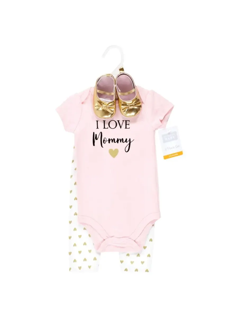 Хлопковый боди, брюки и комплект обуви Hudson Baby, Girl Mommy — изображение 5 из 5