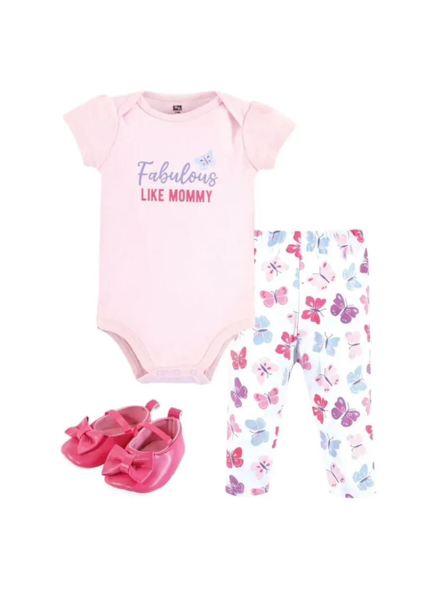 Хлопковый боди, брюки и комплект обуви Hudson Baby, Fabulous Butterfly — изображение 1 из 5