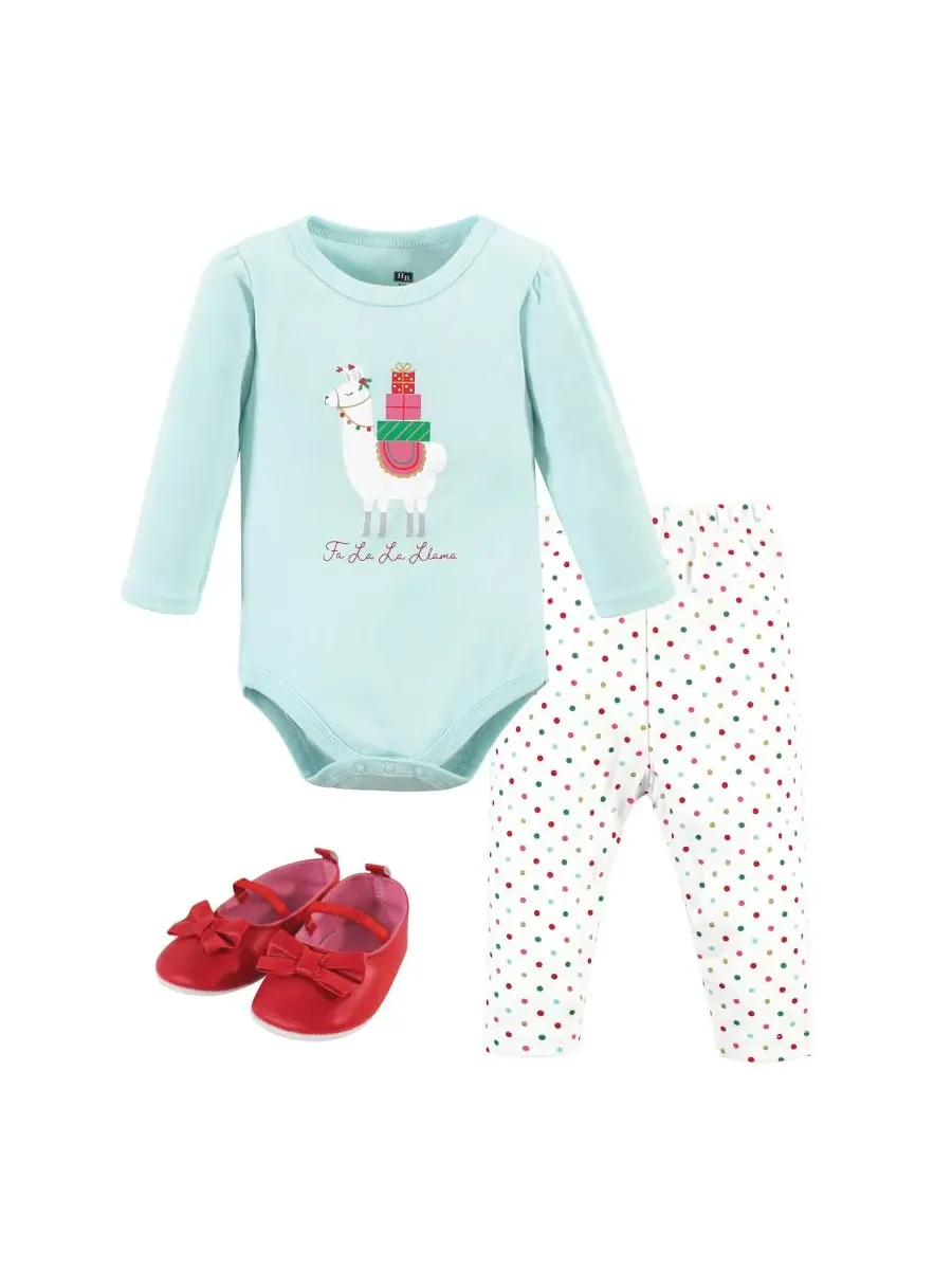 Хлопковый боди, брюки и комплект обуви Hudson Baby, Fa La Llama — изображение 1 из 4