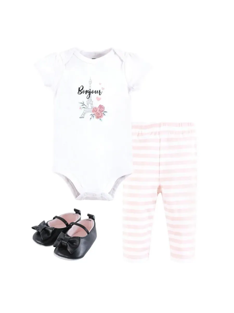 Хлопковый боди, брюки и комплект обуви Hudson Baby, Bonjour Paris — изображение 1 из 5