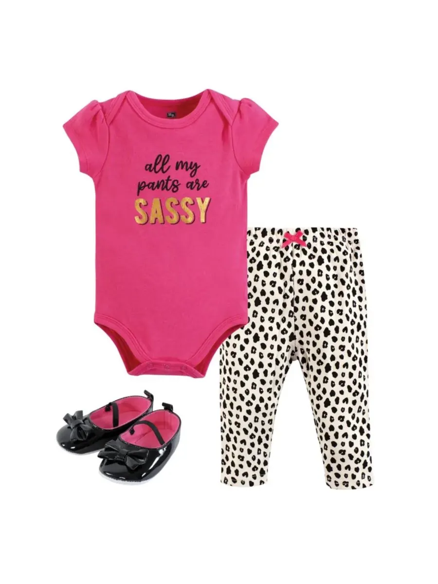 Хлопковый боди, брюки и комплект обуви Hudson Baby, Sassy Pants — изображение 1 из 3