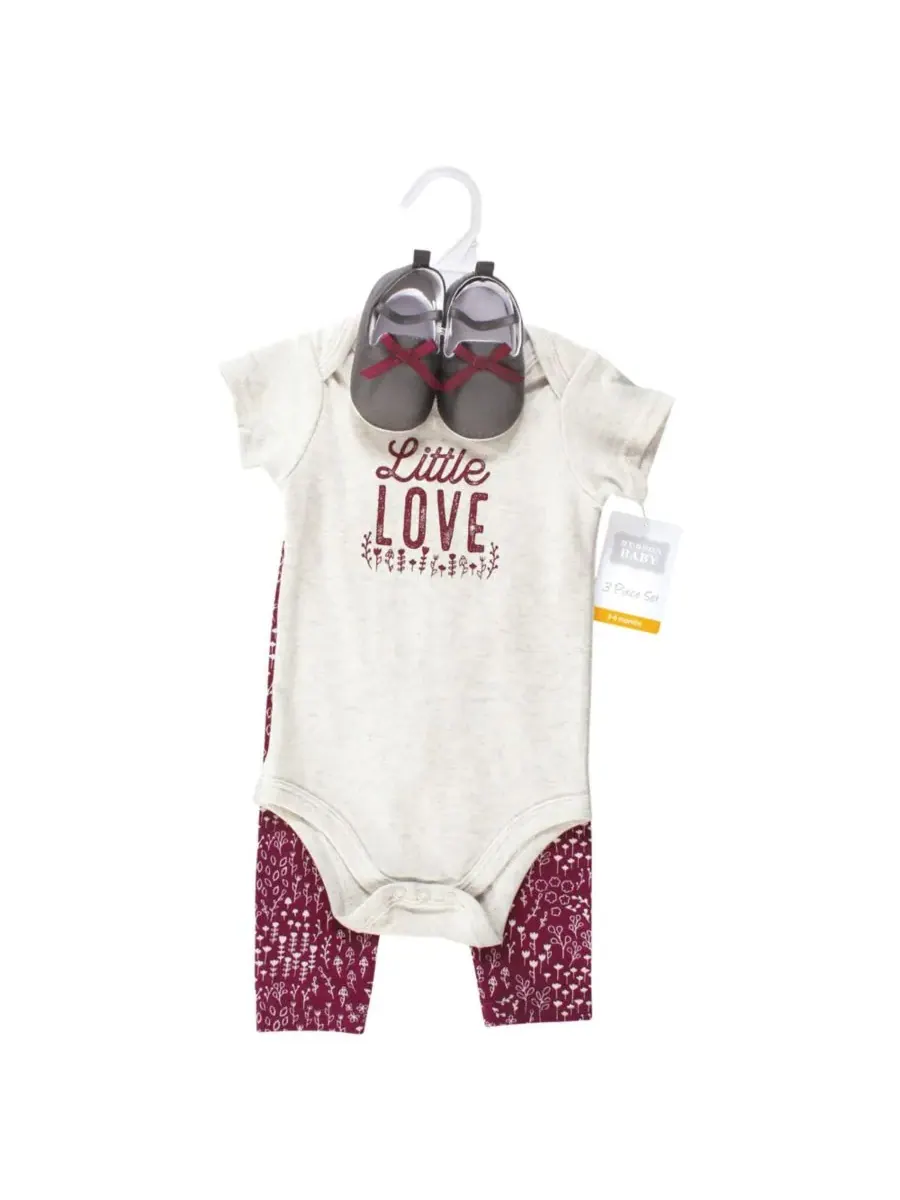 Хлопковый боди, брюки и комплект обуви Hudson Baby, Little Love Flowers — изображение 3 из 5