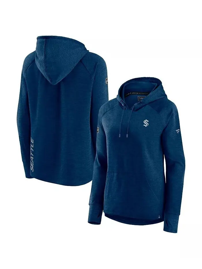 Женский пуловер с капюшоном Heather Deep Sea Seattle Kraken Authentic Pro Fanatics — изображение 1 из 3, глубокий синий