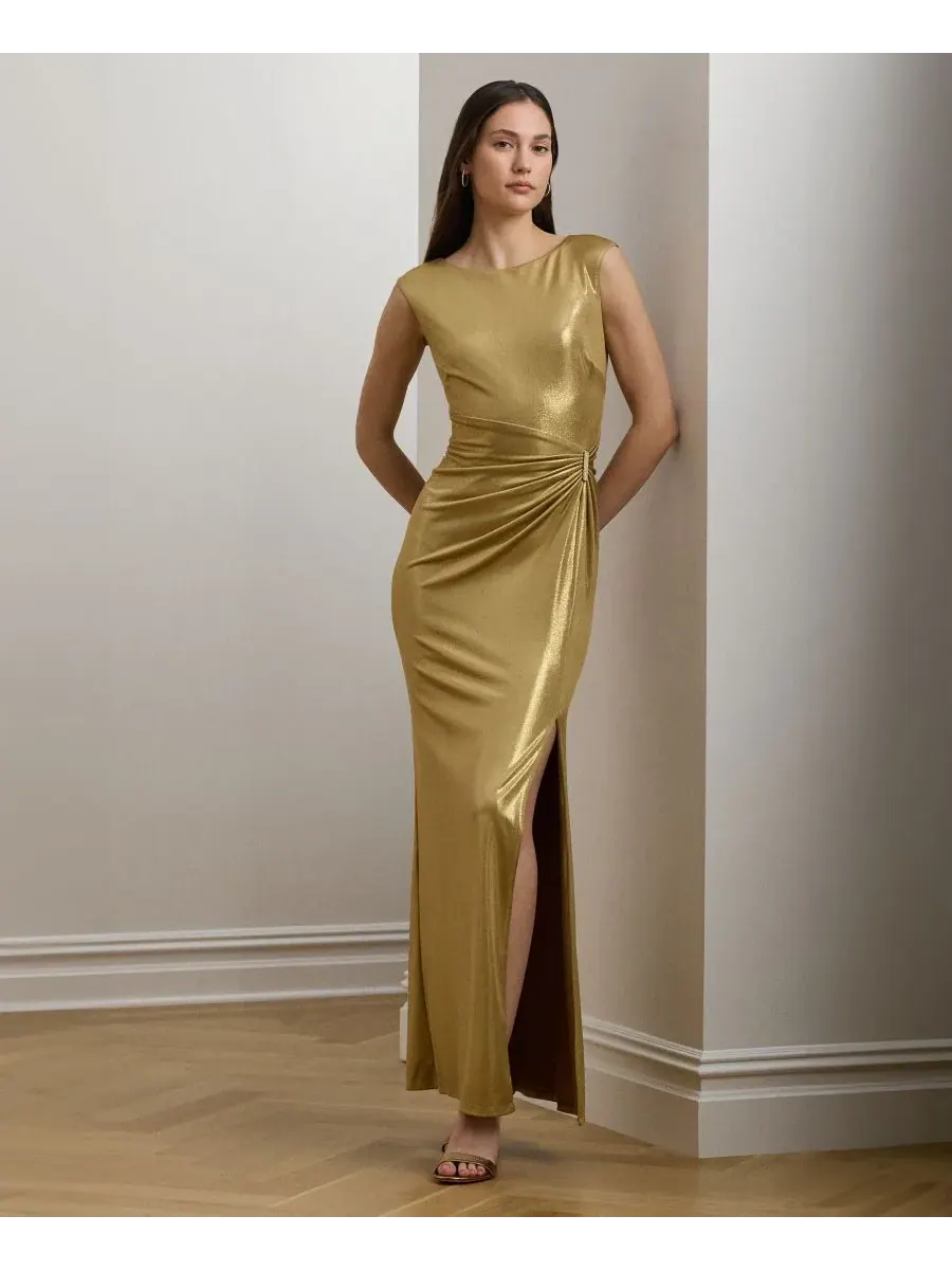 Женское платье с вырезом-лодочкой Lauren Ralph Lauren, rich luxe золото