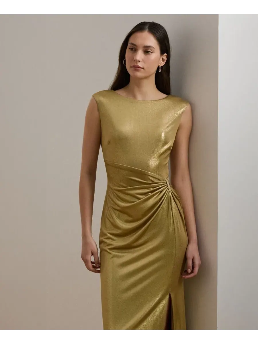 Женское платье с вырезом-лодочкой Lauren Ralph Lauren, rich luxe золото — изображение 2 из 4, золотистый