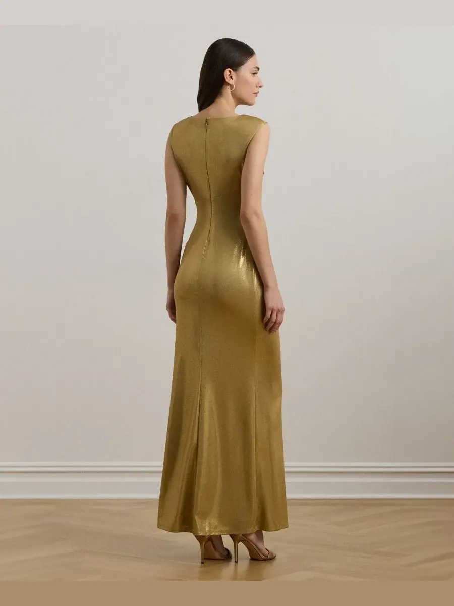 Женское платье с вырезом-лодочкой Lauren Ralph Lauren, rich luxe золото — изображение 4 из 4, золотистый