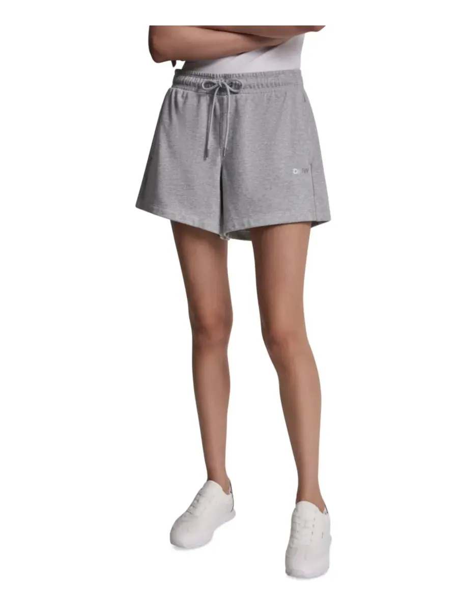Женские шорты с фольгированным логотипом DKNY Sport — изображение 1 из 6, серый/серебристый