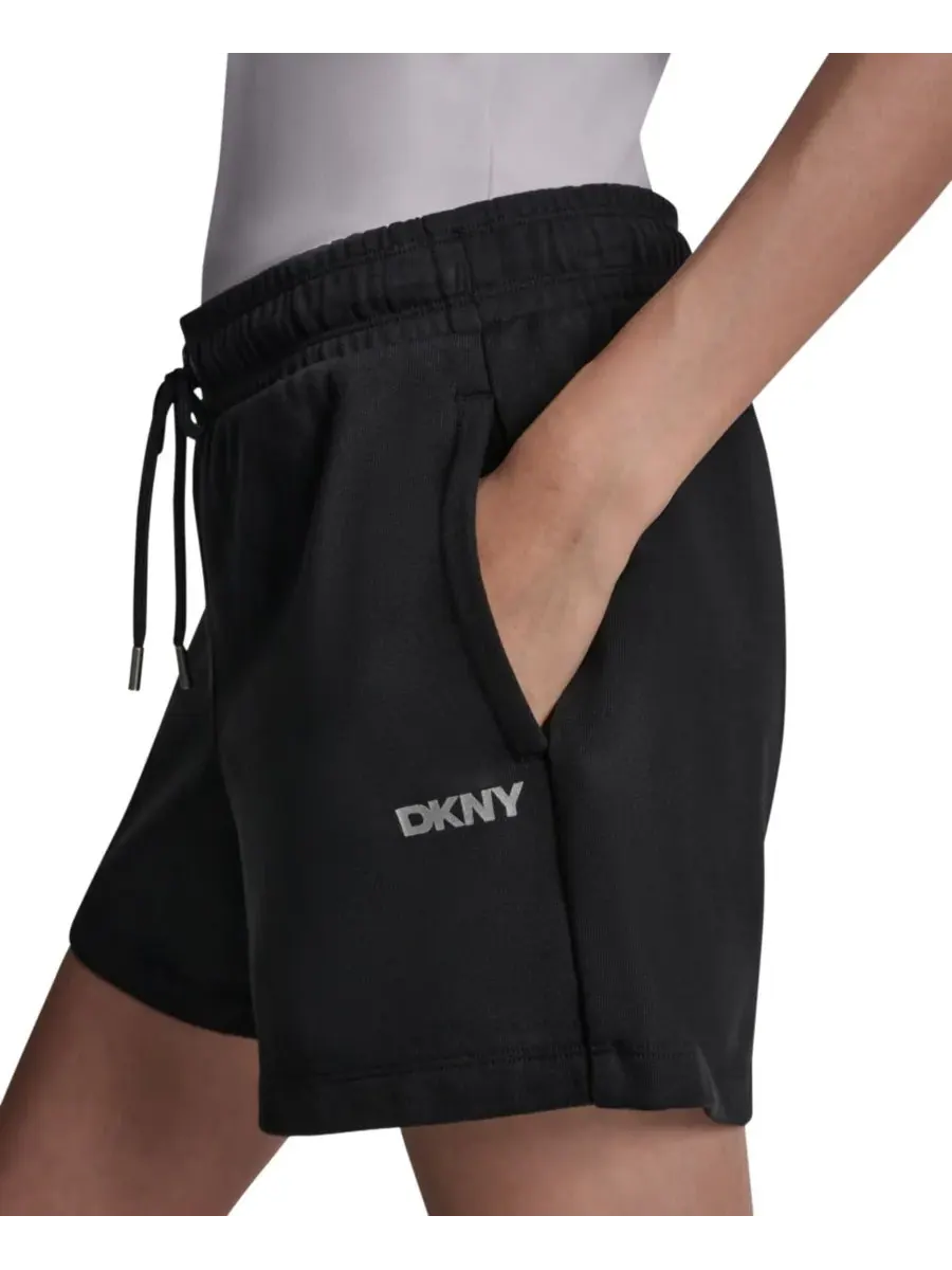 Женские шорты с фольгированным логотипом DKNY Sport — изображение 3 из 5, черный/серебристый