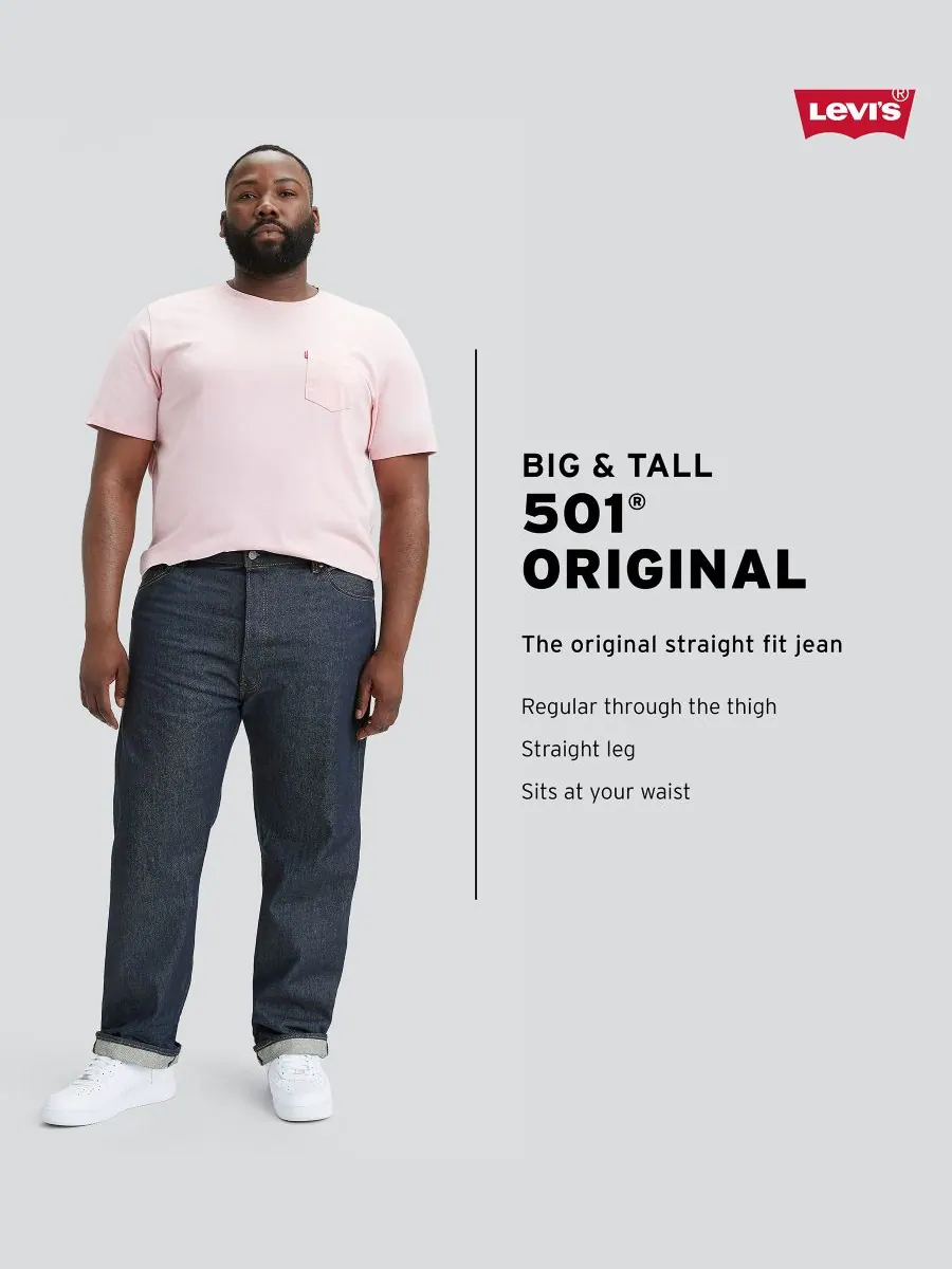 Мужские джинсы Big & Tall 501 Original Shrink to Fit Levi's — изображение 7 из 7, черный