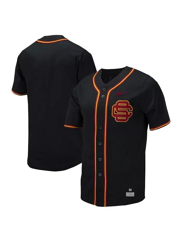 Мужская бейсбольная джерси с полной застежкой на пуговицах USC Trojans Replica Nike — изображение 1 из 3, черный