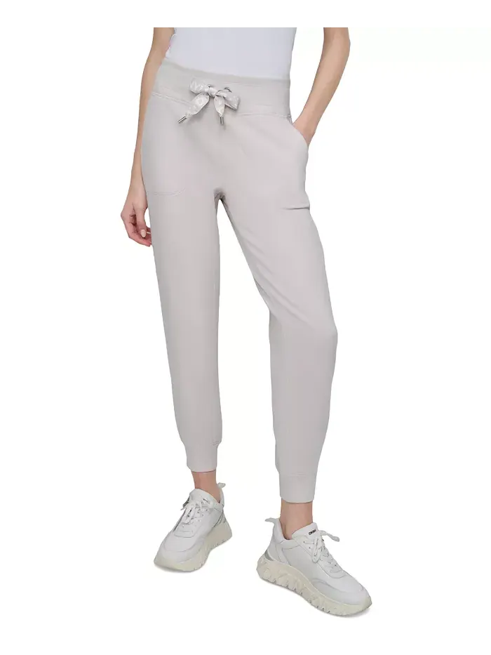 Спортивные женские джоггеры с логотипом и шнурком на высокой талии DKNY