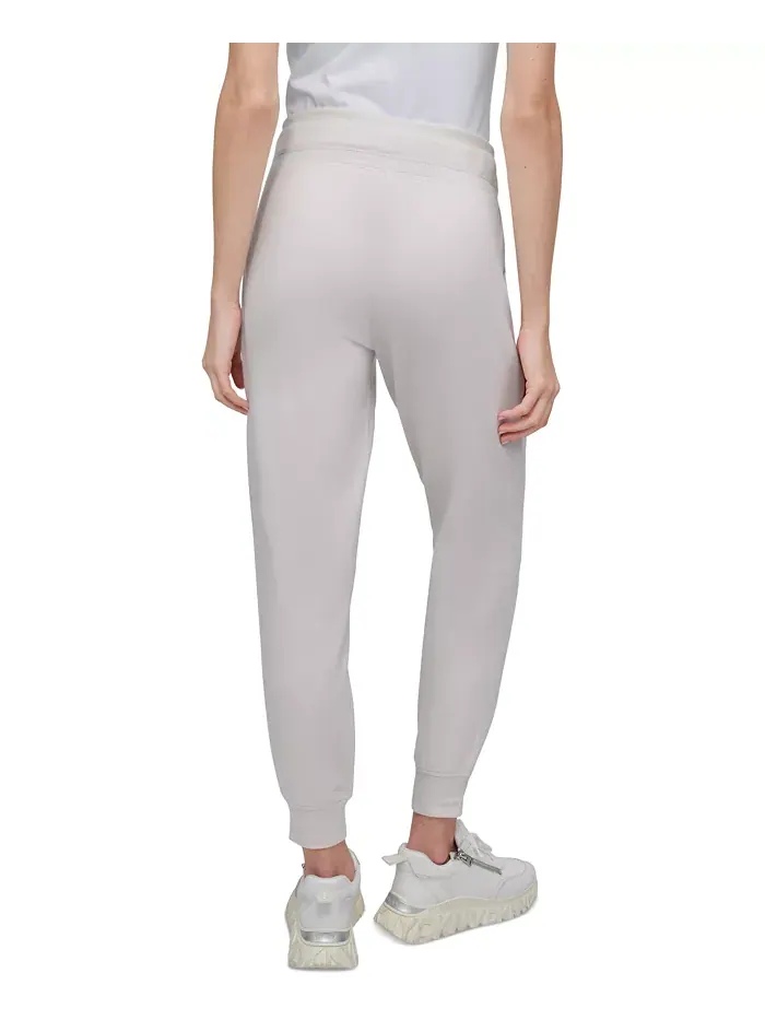 Спортивные женские джоггеры с логотипом и шнурком на высокой талии DKNY — изображение 2 из 4, бежевый