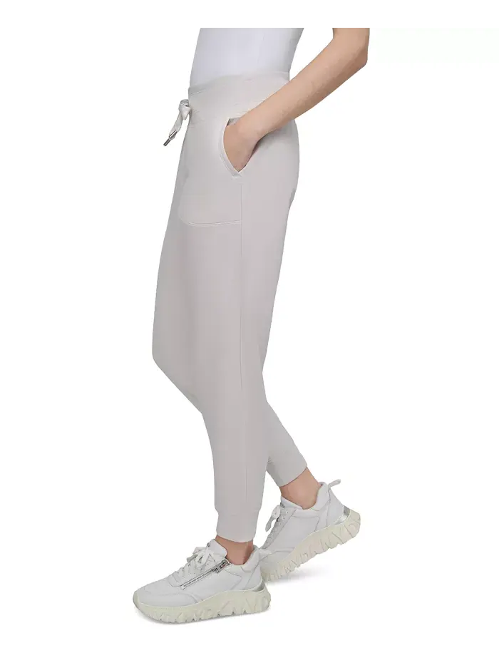 Спортивные женские джоггеры с логотипом и шнурком на высокой талии DKNY — изображение 3 из 4, бежевый