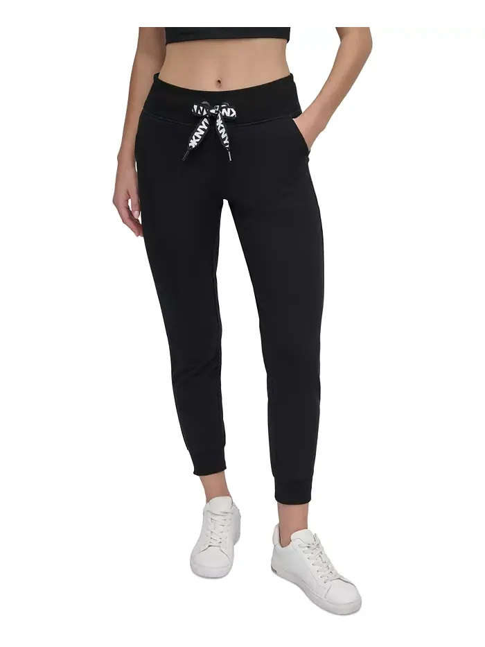 Спортивные женские джоггеры с логотипом и шнурком на высокой талии DKNY