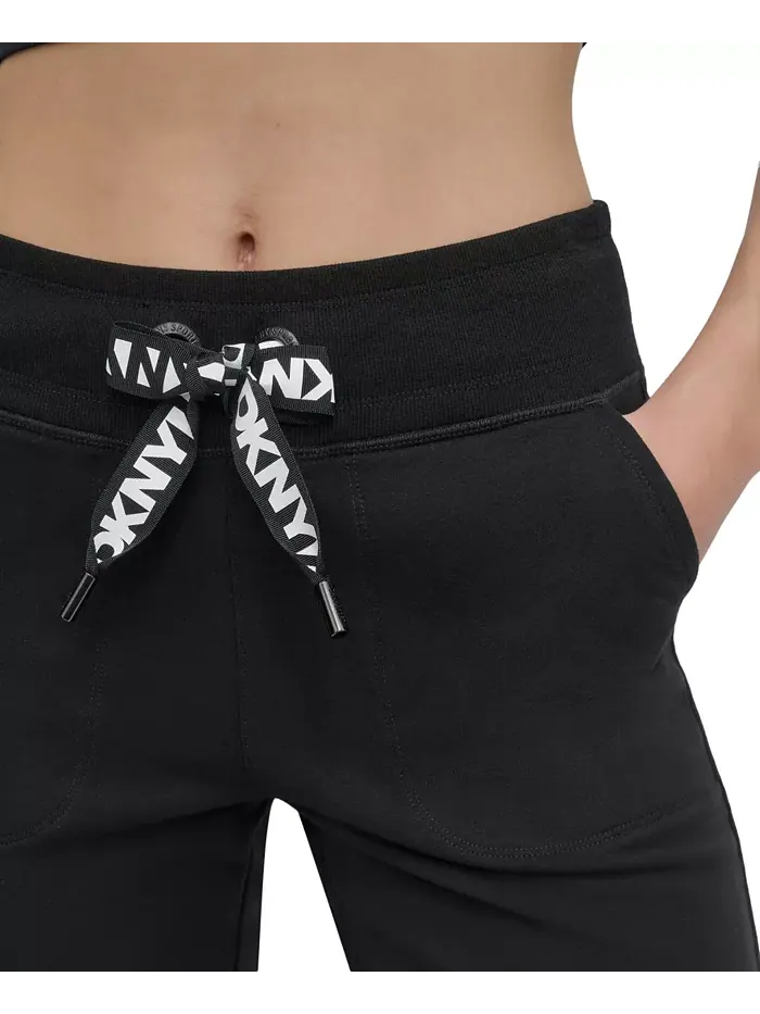 Спортивные женские джоггеры с логотипом и шнурком на высокой талии DKNY — изображение 4 из 4, черный