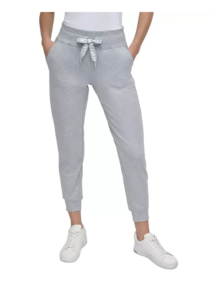 Спортивные женские брюки с высокой талией и логотипом на шнурке DKNY
