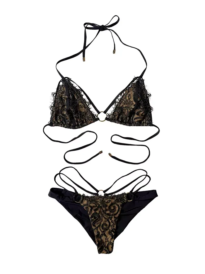 Женский бикини-топ с треугольными чашечками Gunpowder & Lace Beach Bunny Swimwear — изображение 4 из 7, черный