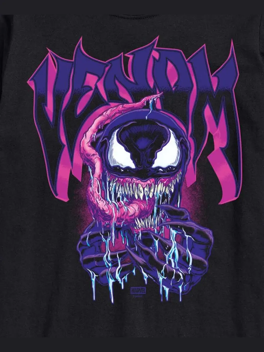 Мужская футболка с коротким рукавом и графическим принтом Marvel Venom Logo Smile Airwaves — изображение 3 из 3, черный