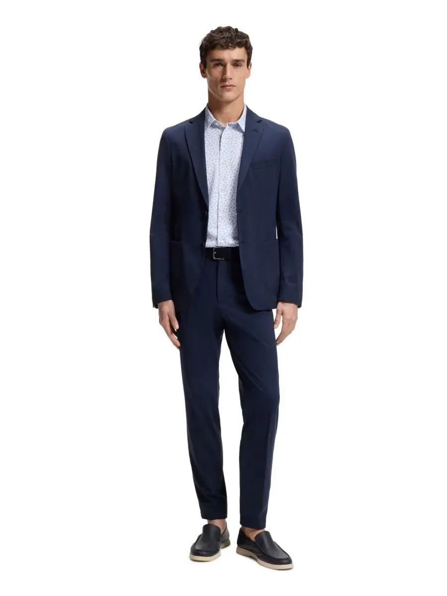 Мужская футболка с коротким рукавом из хлопкового трикотажа Hugo Boss — изображение 3 из 5, синий