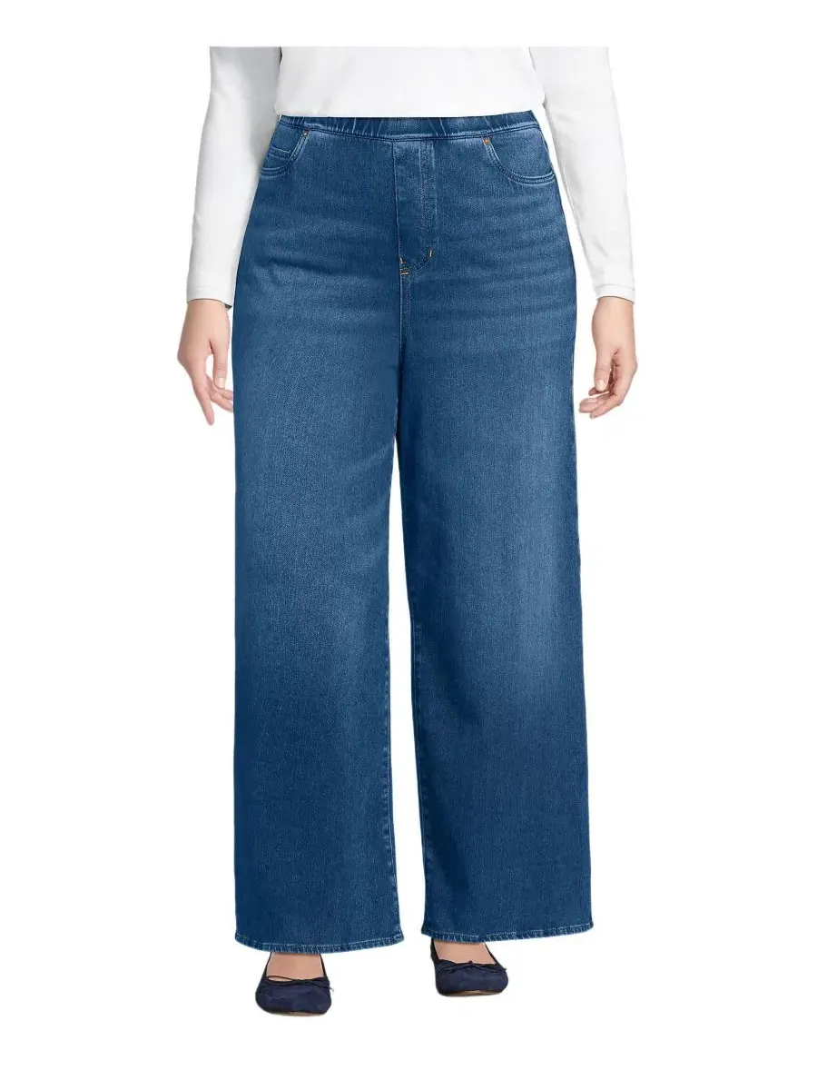 Джинсы Starfish Denim больших размеров с высокой посадкой и широкими штанинами Lands' End