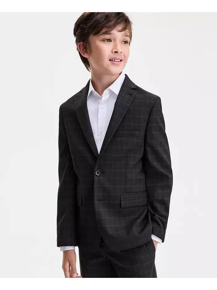 Костюм Big Boys Windowpane Print из двух предметов Kenneth Cole Reaction — изображение 3 из 3, черный