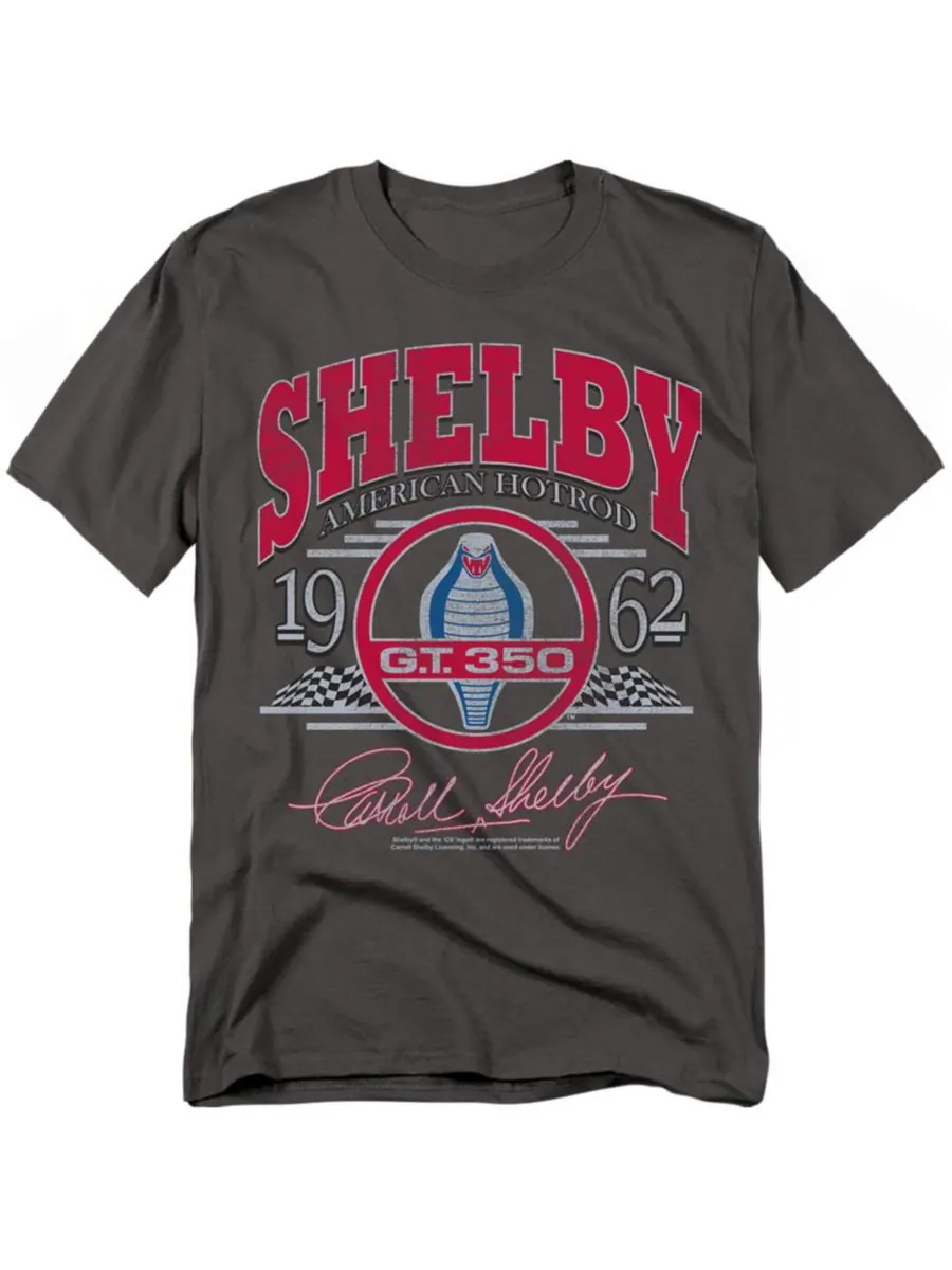 Мужская футболка Carroll Shelby Hotrod Arched Shelby Cobra — серый