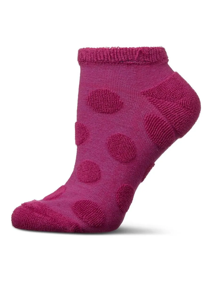 Женские низкие носки из махровой ткани в горошек MeMoi, Dahlia mauve — изображение 1 из 3