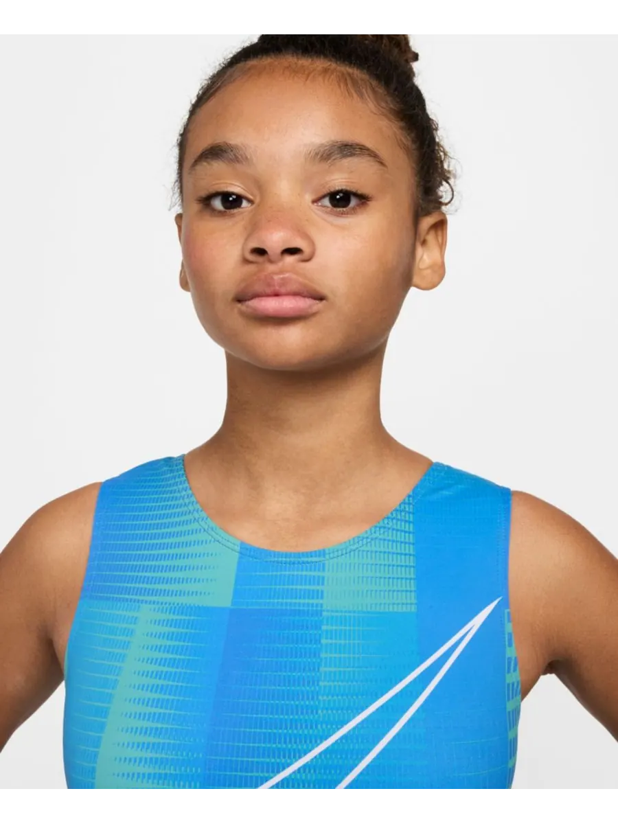 Гимнастический купальник Nike для девочек 7-16 лет с повторяющимся принтом Nike Gymnastics — изображение 3 из 6, бирюзовый