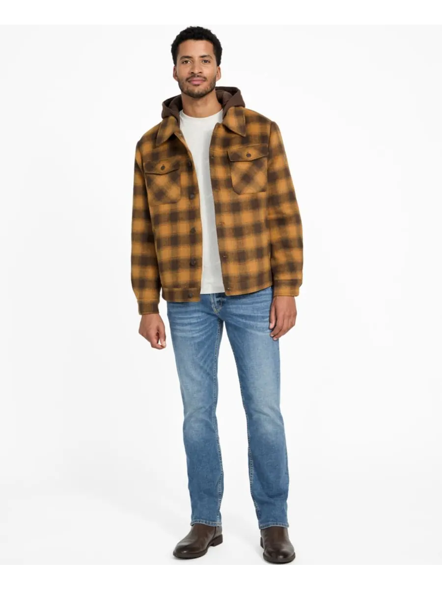 Мужская рубашка-куртка в клетку GUESS — изображение 2 из 6, коричневый