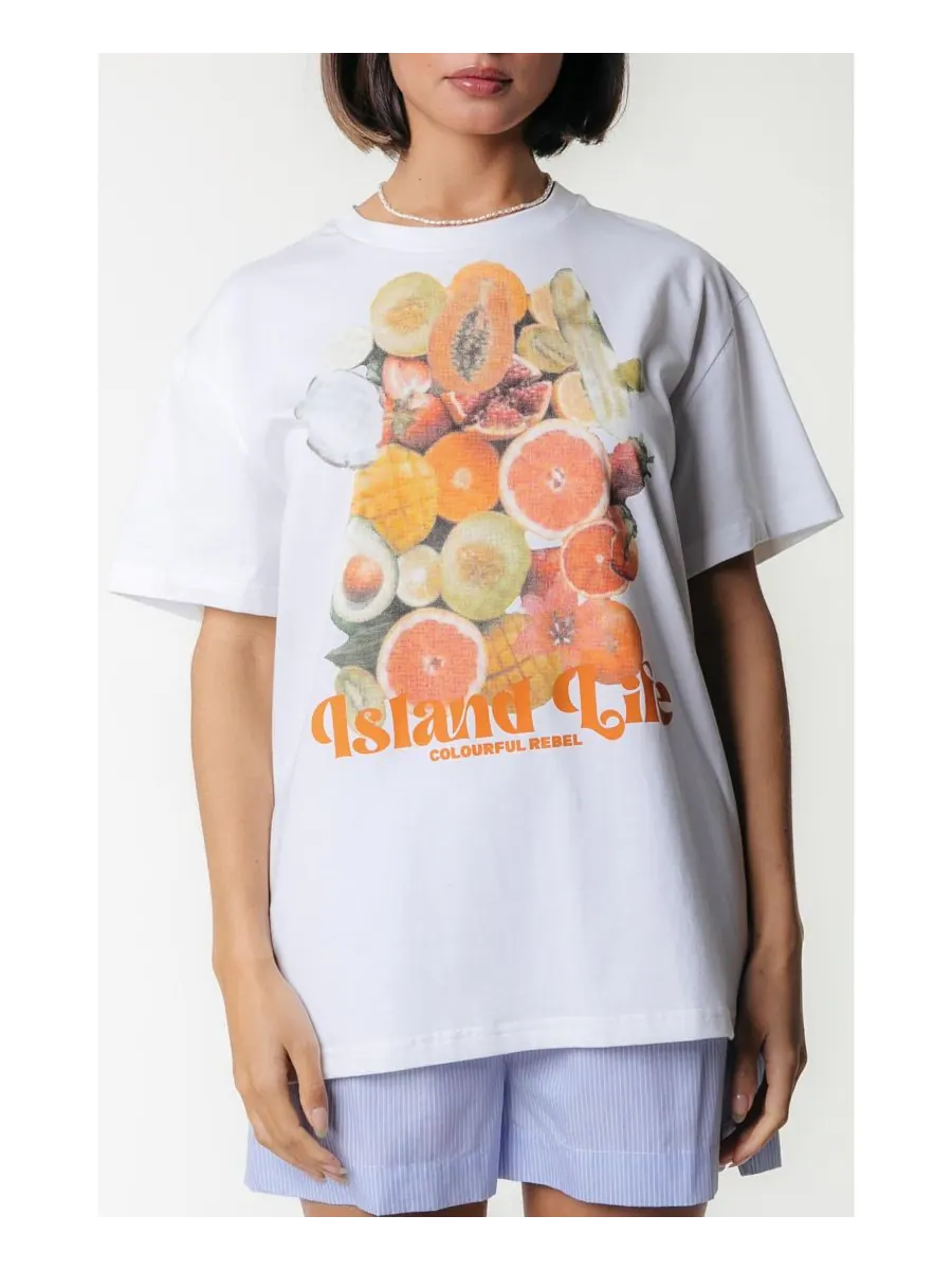 Женская футболка свободного кроя Island Life Colourful Rebel — изображение 1 из 4, белый