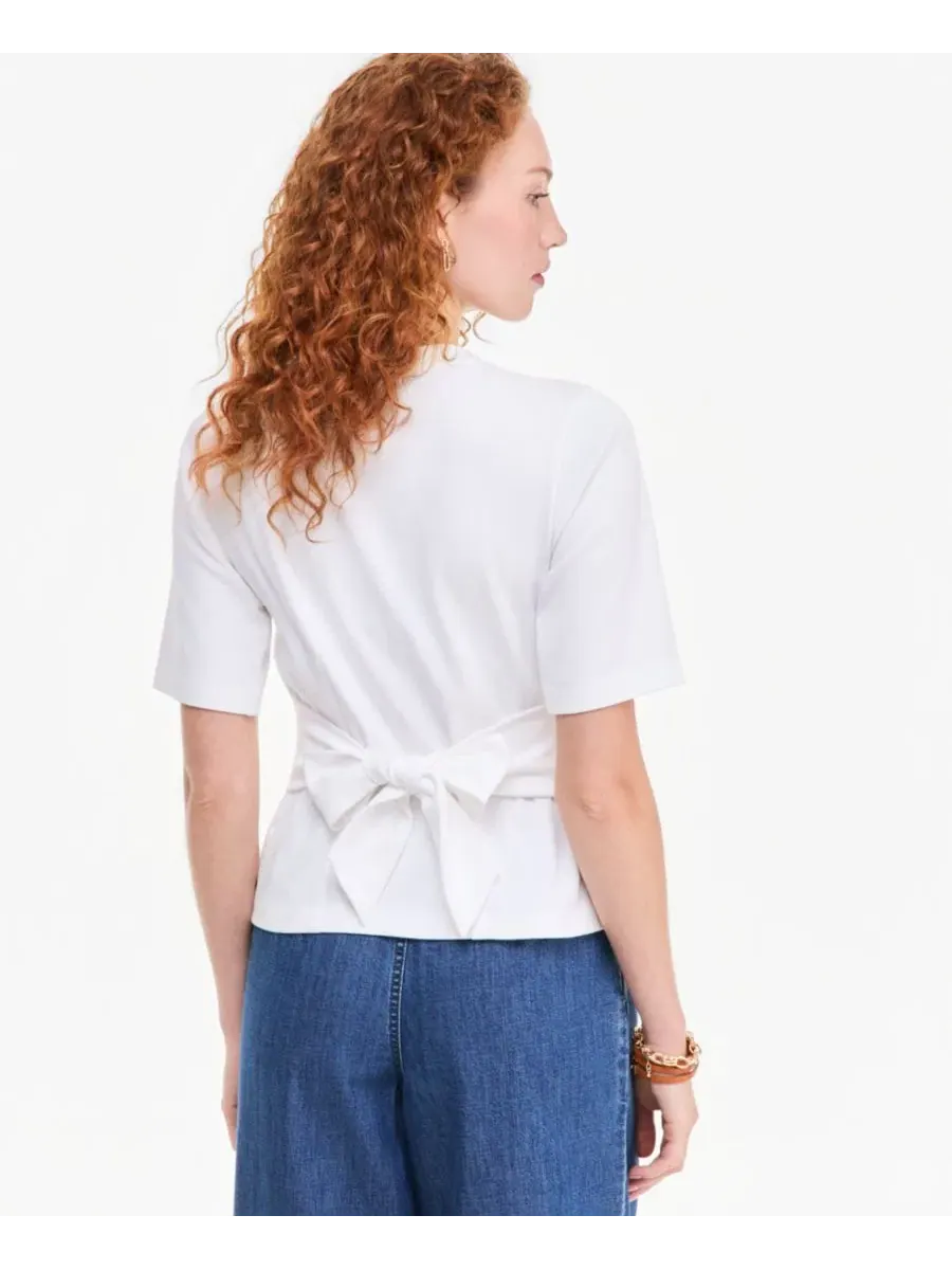 Футболка с завязками на спине, модель Tie-Back Interlock T-Shirt On 34th — изображение 2 из 7, яркий белый