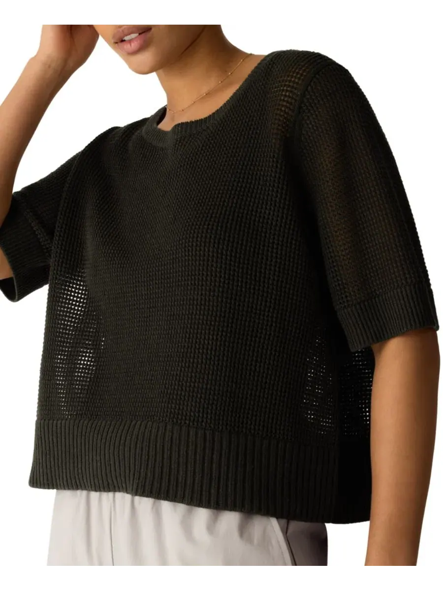 Свитер с круглым вырезом и рукавом 3/4 Eileen Fisher — изображение 3 из 4, водорослевый