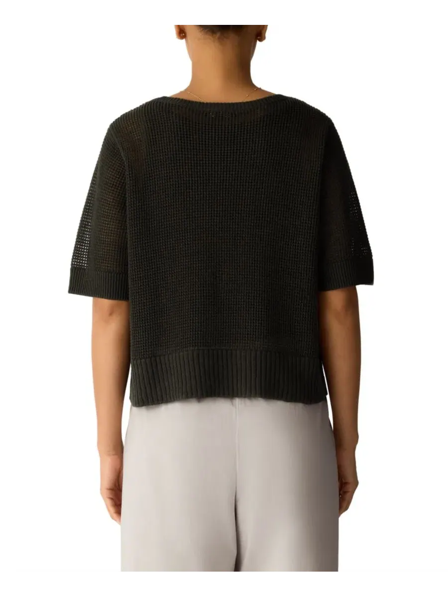 Свитер с круглым вырезом и рукавом 3/4 Eileen Fisher — изображение 4 из 4, водорослевый