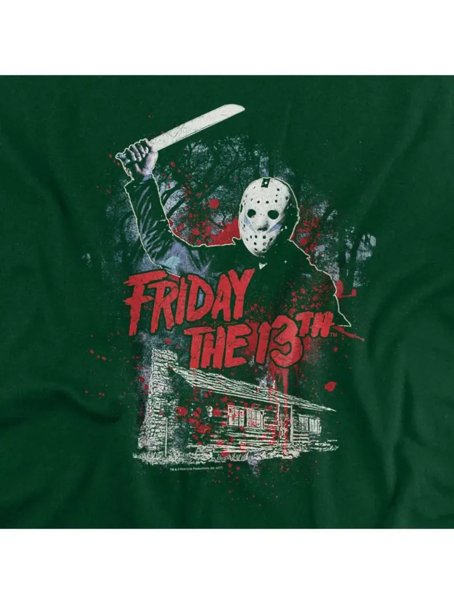 Мужская футболка с принтом Cabin Friday The 13th — изображение 3 из 3, зеленый