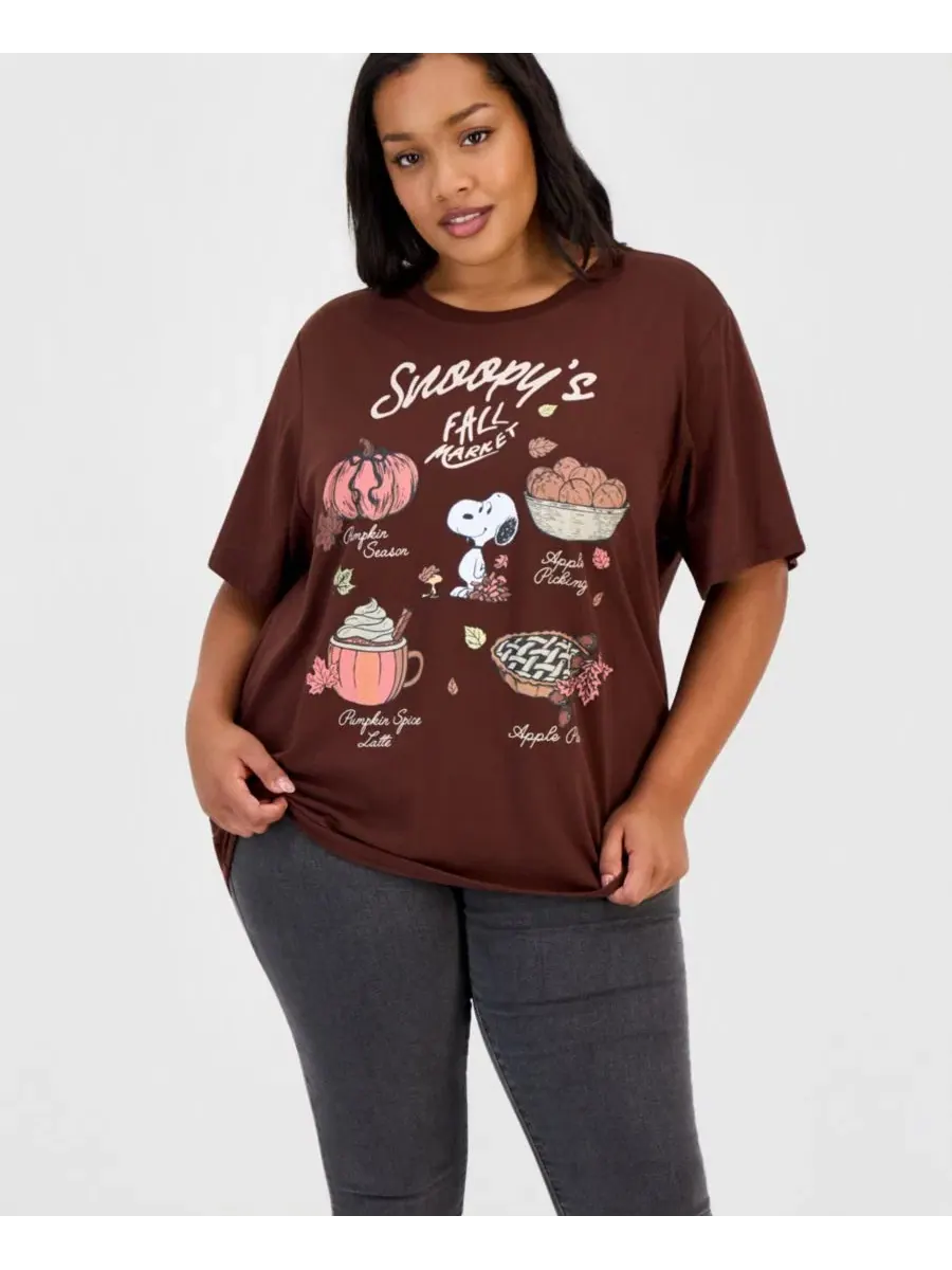 Футболка оверсайз с принтом Snoopy Fall Market Grayson Threads — изображение 1 из 4, коричневый