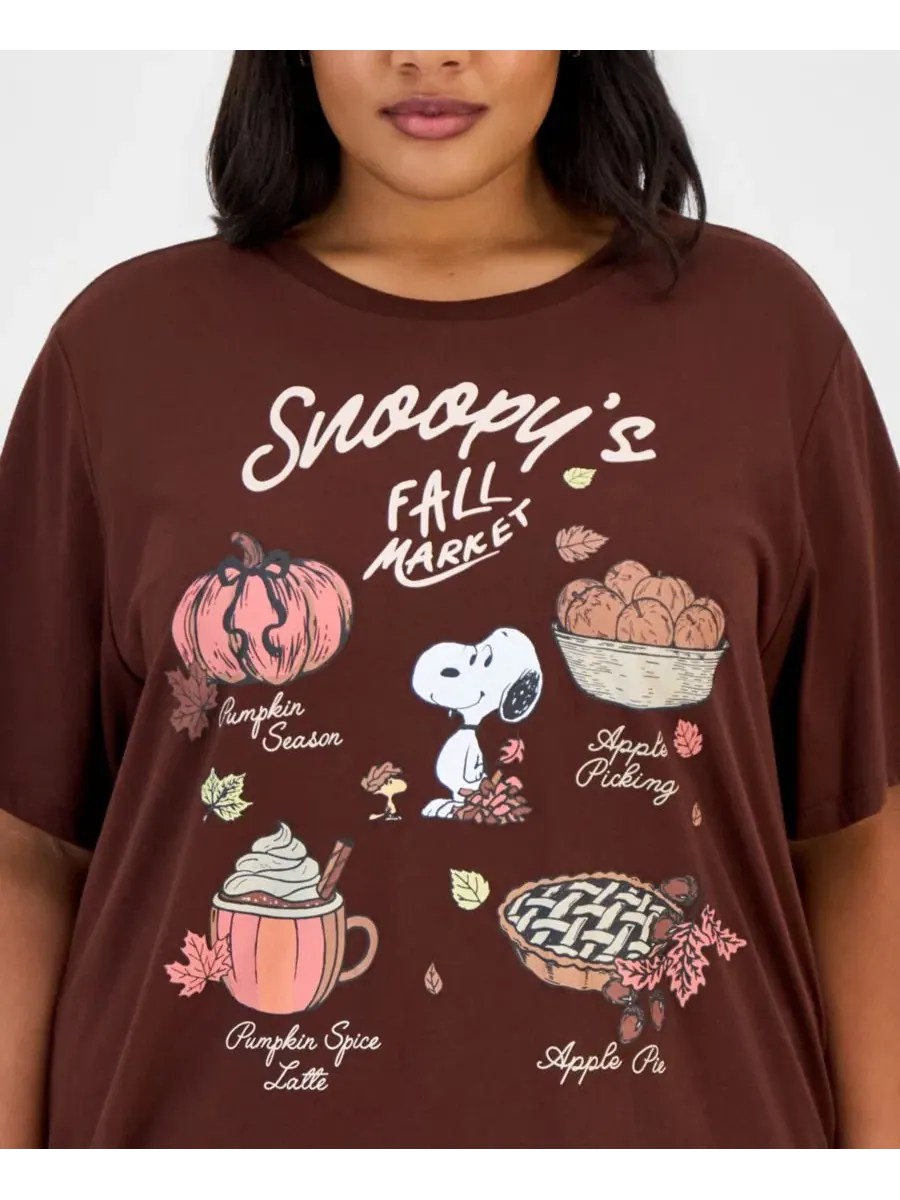 Футболка оверсайз с принтом Snoopy Fall Market Grayson Threads — изображение 3 из 4, коричневый