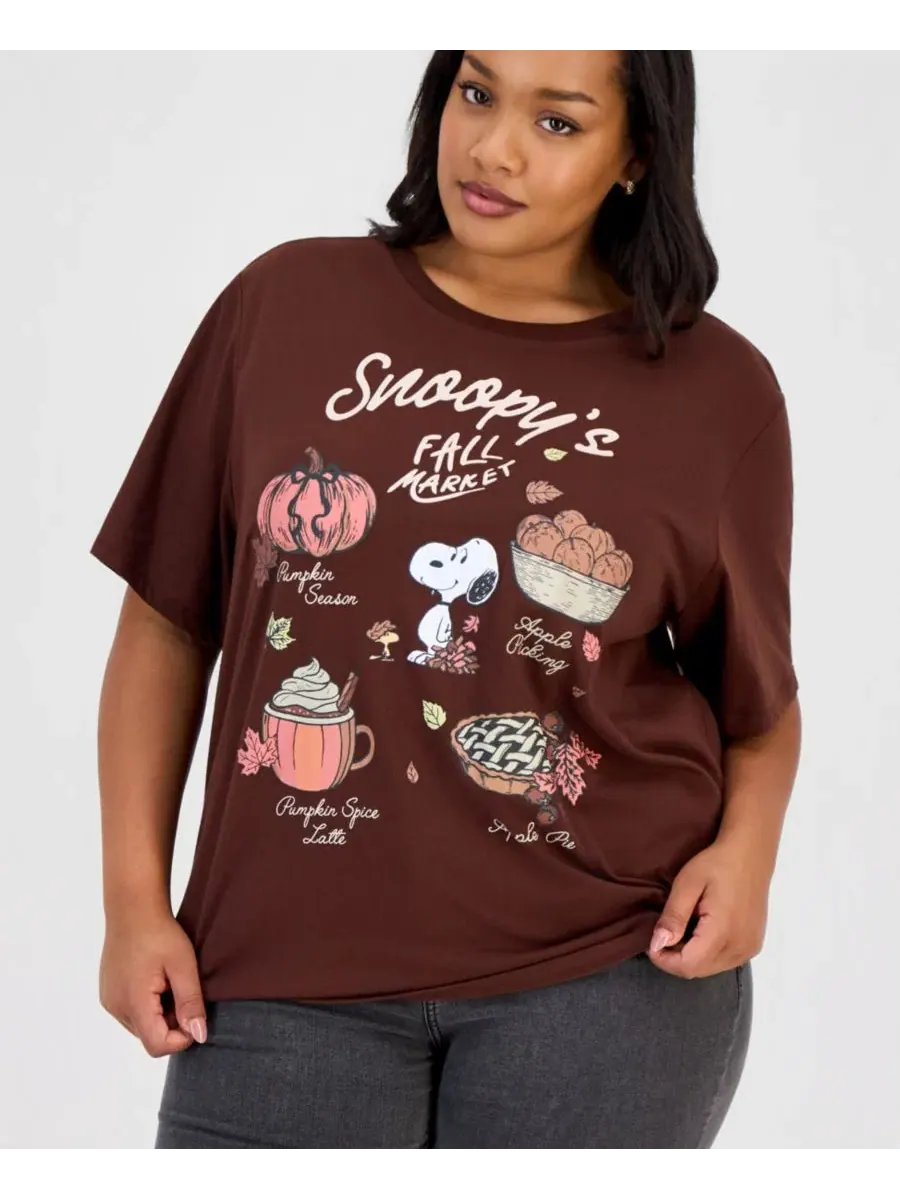 Футболка оверсайз с принтом Snoopy Fall Market Grayson Threads — изображение 4 из 4, коричневый