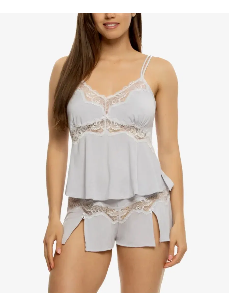 Комплект пижамы из модала с кружевом Myrna Modal Lace Cami and Shorts Set Jezebel — серый