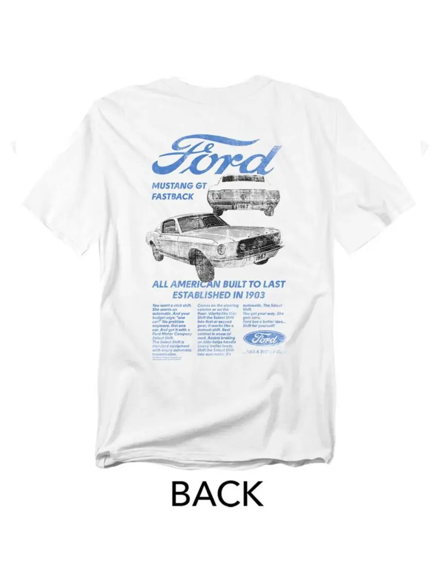 Футболка с принтом Ford GT Fastback Men's Mustang — изображение 3 из 3, белый