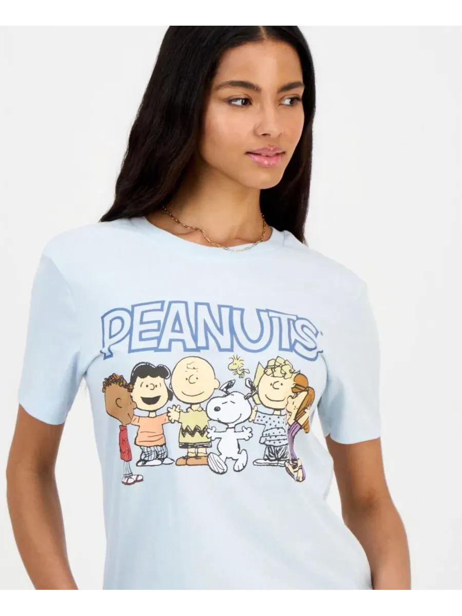 Футболка с круглым вырезом и принтом Peanuts, модель Friends Graphic-Print Peanuts — изображение 3 из 4, синий