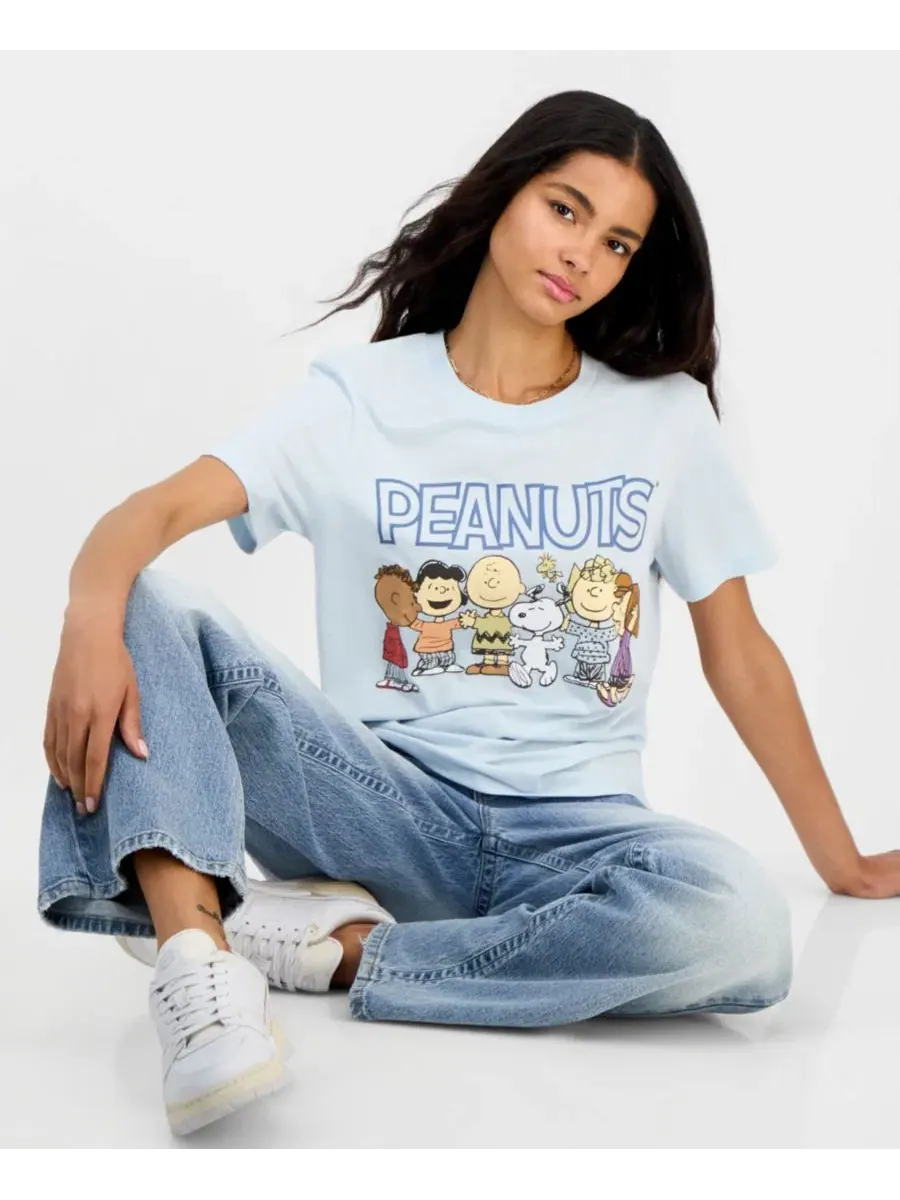 Футболка с круглым вырезом и принтом Peanuts, модель Friends Graphic-Print Peanuts — изображение 4 из 4, синий
