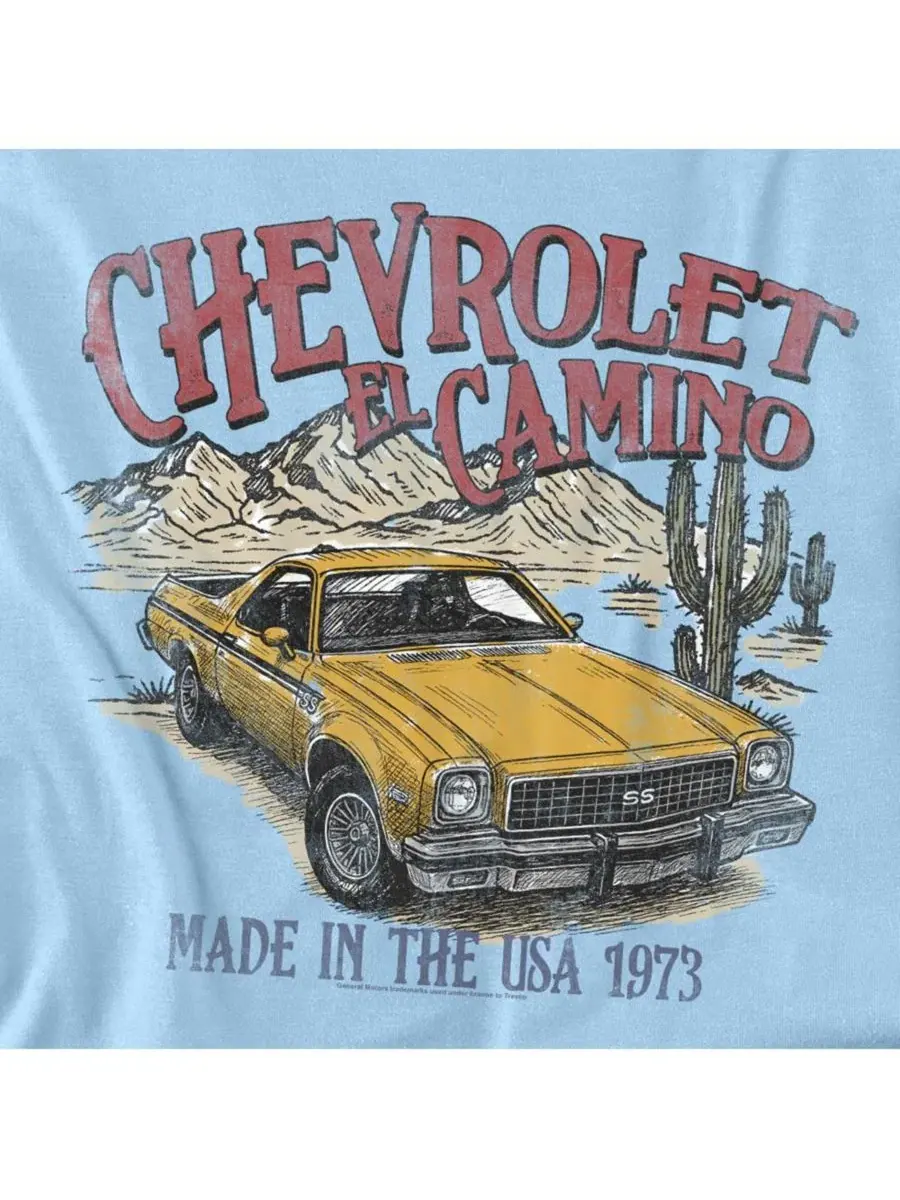 Футболка с принтом Chevrolet El Camino Desert Corvette — изображение 2 из 3, светлый синий