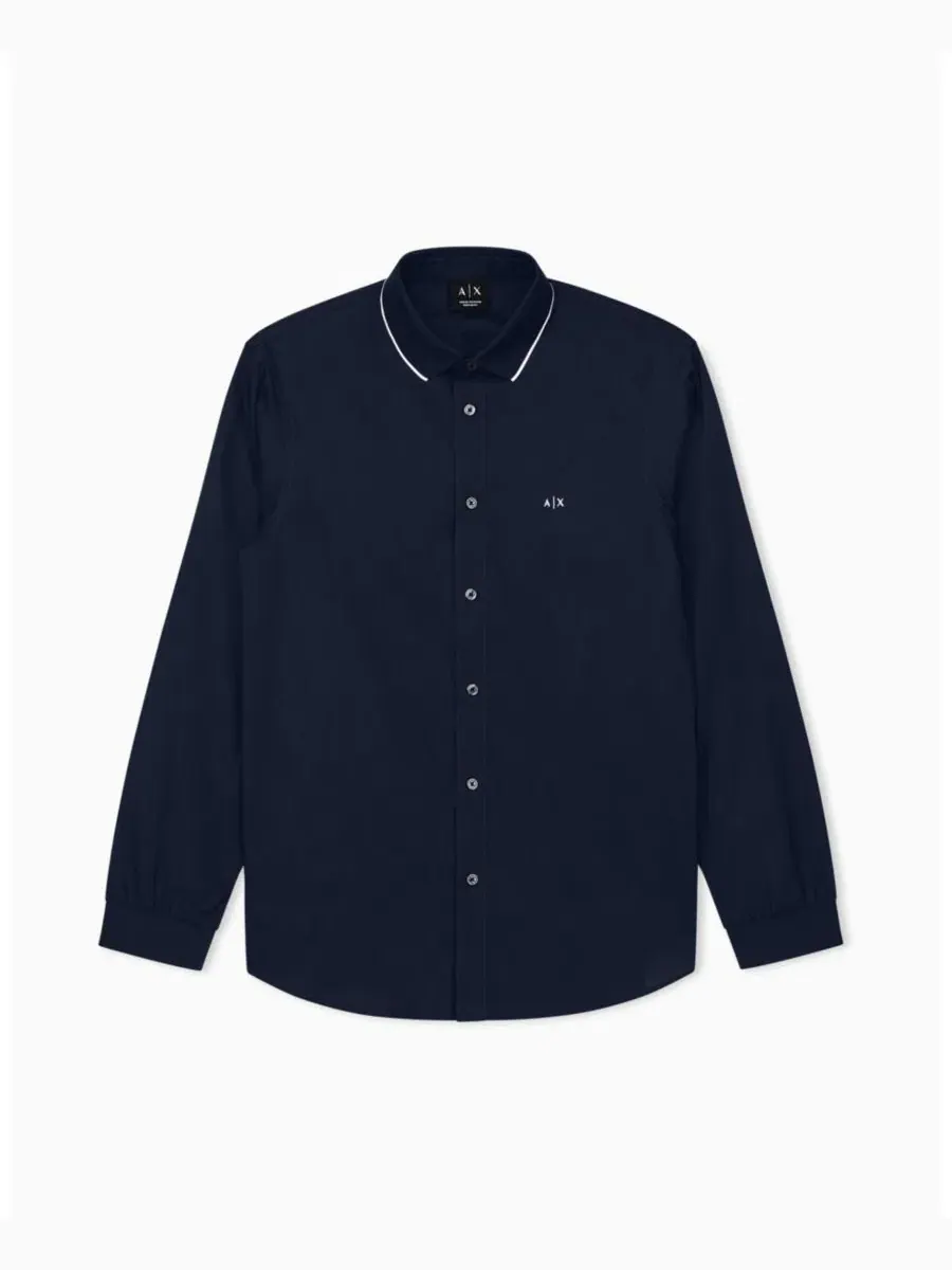 Мужская рубашка с принтом A|X Armani Exchange — изображение 1 из 5, глубокий темно-синий