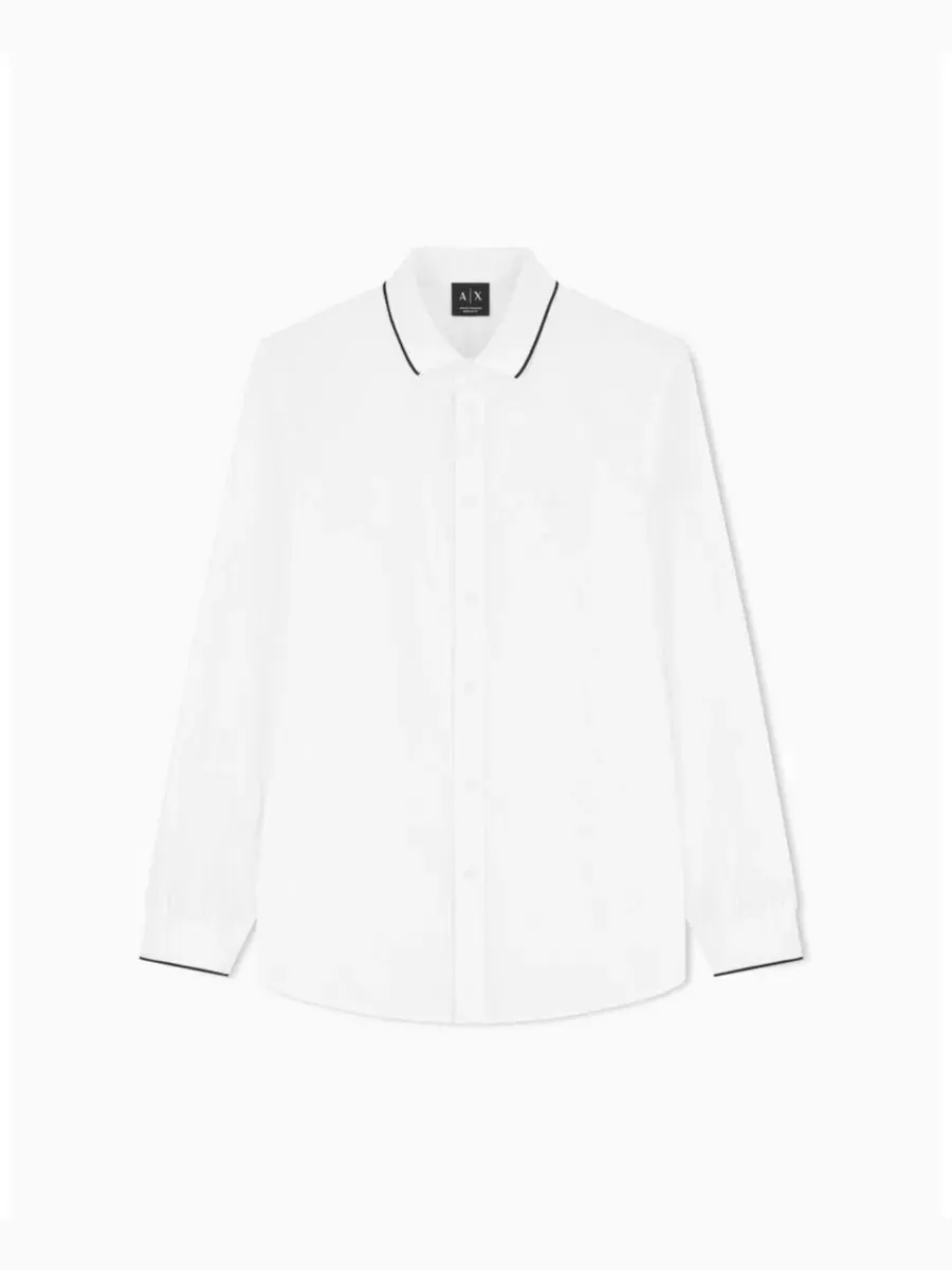 Мужская рубашка с длинным рукавом и отделкой контрастного цвета A|X Armani Exchange — изображение 2 из 8, белый