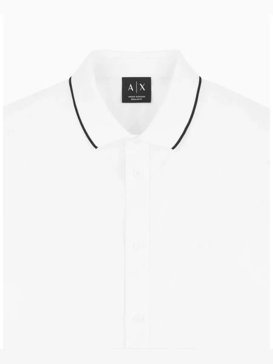 Мужская рубашка с длинным рукавом и отделкой контрастного цвета A|X Armani Exchange — изображение 5 из 8, белый