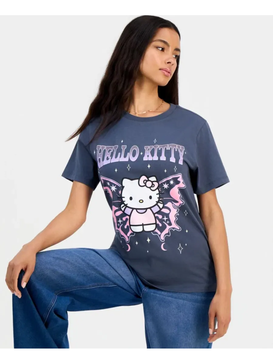 Футболка с принтом Hello Kitty Butterfly Grayson Threads, The Label — изображение 3 из 4, серый