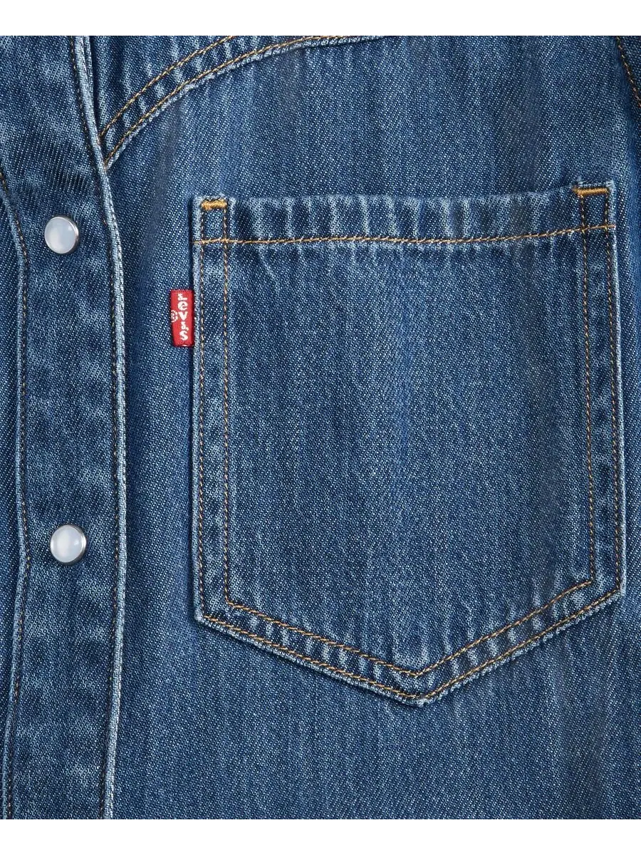 Женское платье с воротником-стойкой и длинными рукавами Levi's — изображение 7 из 9, голубой