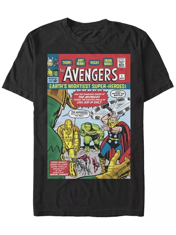 Мужская футболка с коротким рукавом Avengers Cover Crew Fifth Sun — изображение 1 из 1, черный